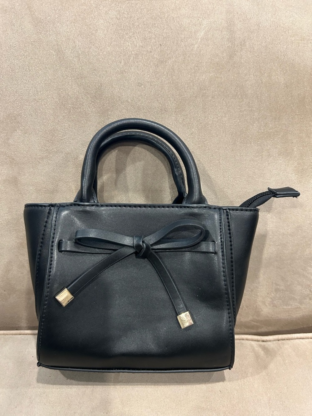 Black Bow Accent Mini Tote Bag